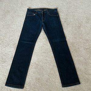 AG jeans 32 waist, hemmed to 31.5” inseam. No holes, barely worn, no whiskering.